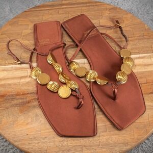 Jeffrey Campbell Yucatan Bead Sandals Copper Flats Women's 10 M